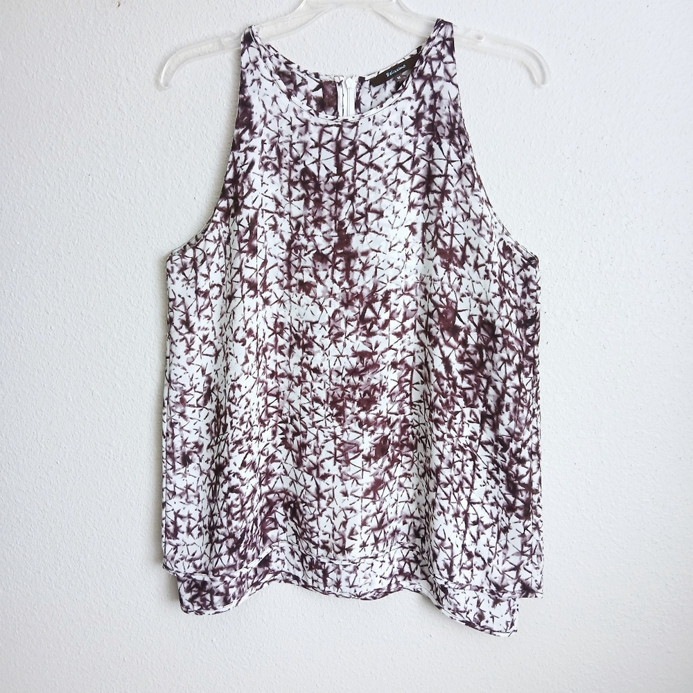 Belissimo Blouse Top Women's Size Medium Black and White Sleeveless